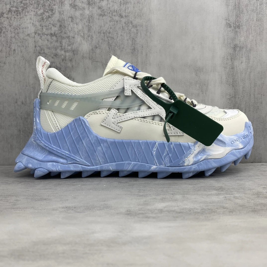 Chunky Outdoor Sneakers Leather Oxford EVA Sole Ice Blue - Gallery Image 6 - Detailed View