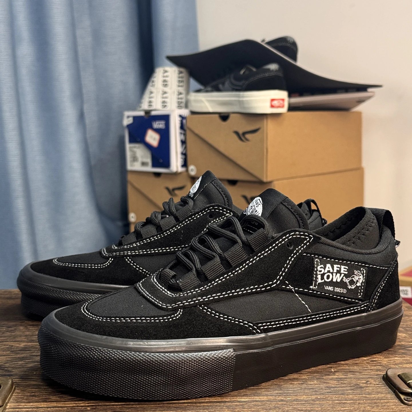 Low Top Suede Skate Shoes Jet Black - Gallery Image 1 - Detailed View