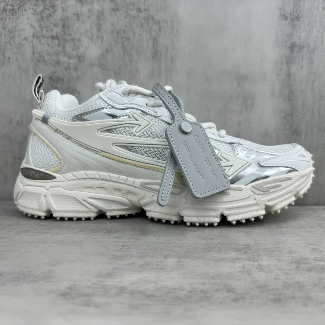 Chunky Mesh Leather EVA Running Sneakers Ice White - Gallery Image 6 - Detailed View