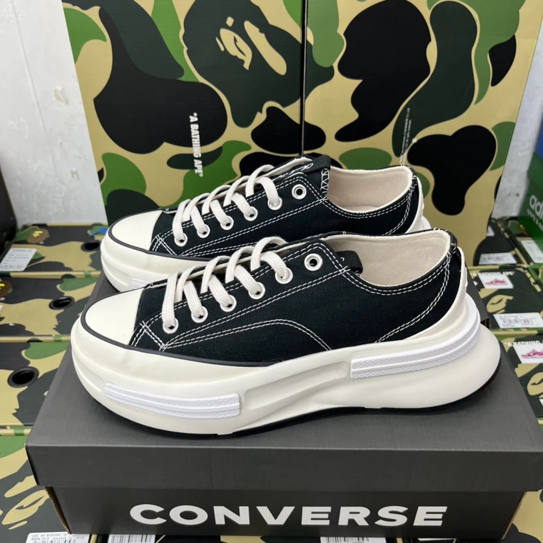 Chunky Canvas Low Sneakers Ivory Black - Converse - Cnfans - $31.61