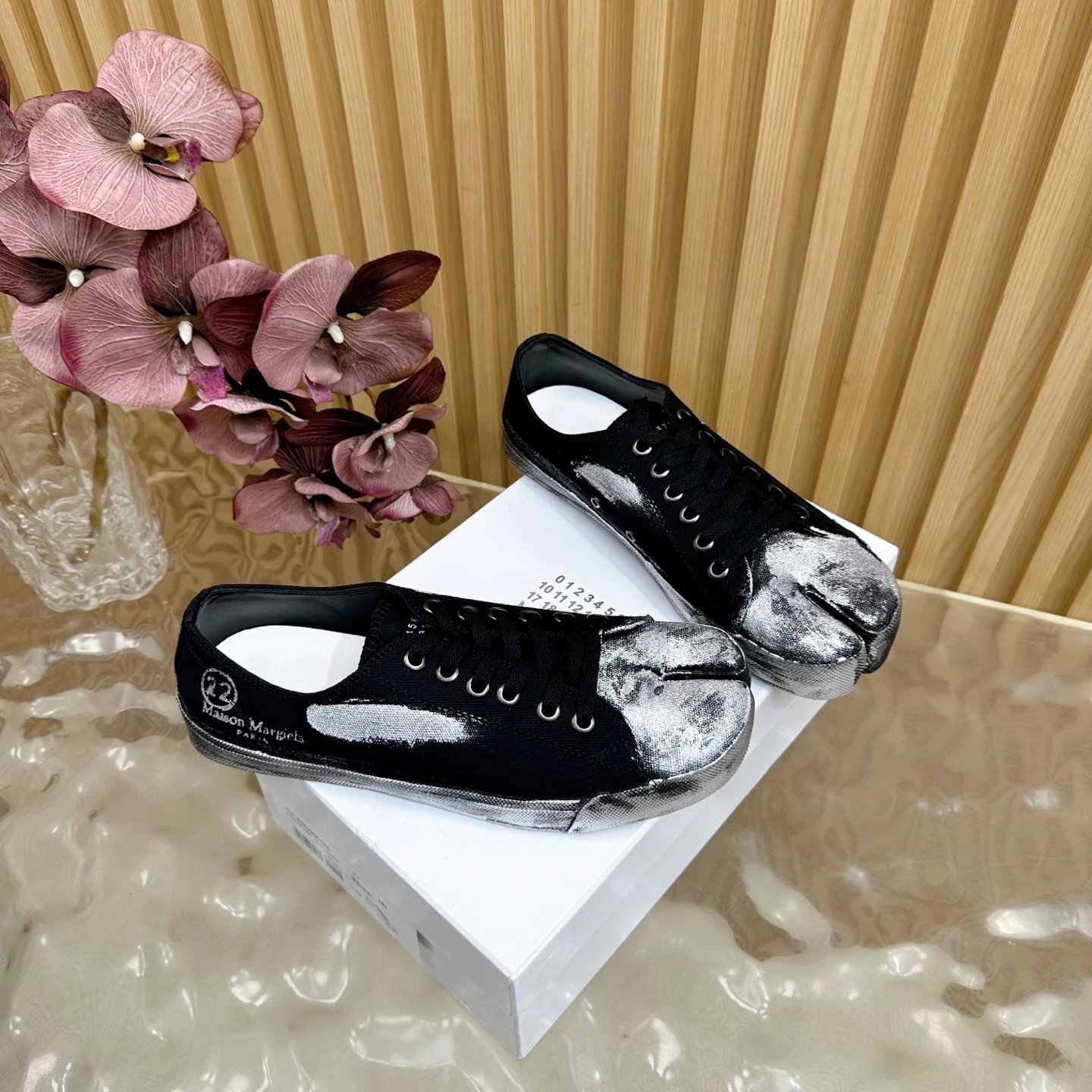 Maison Margiela MM6 Tabi Graffiti Sneakers Black - Gallery Image 2 - Detailed View