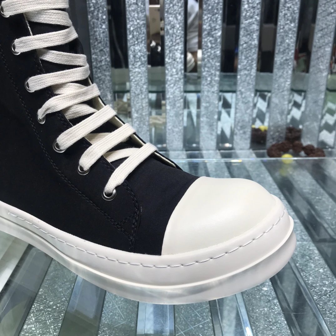 Rick Owens Canvas High-Tops Sneakers Black - Gallery Image 4 - Detailed View