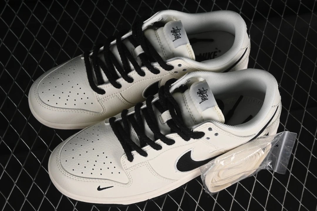 Limited Edition Leather Low-top Sneakers in Cream Noir - Gallery Image 5 - Detailed View