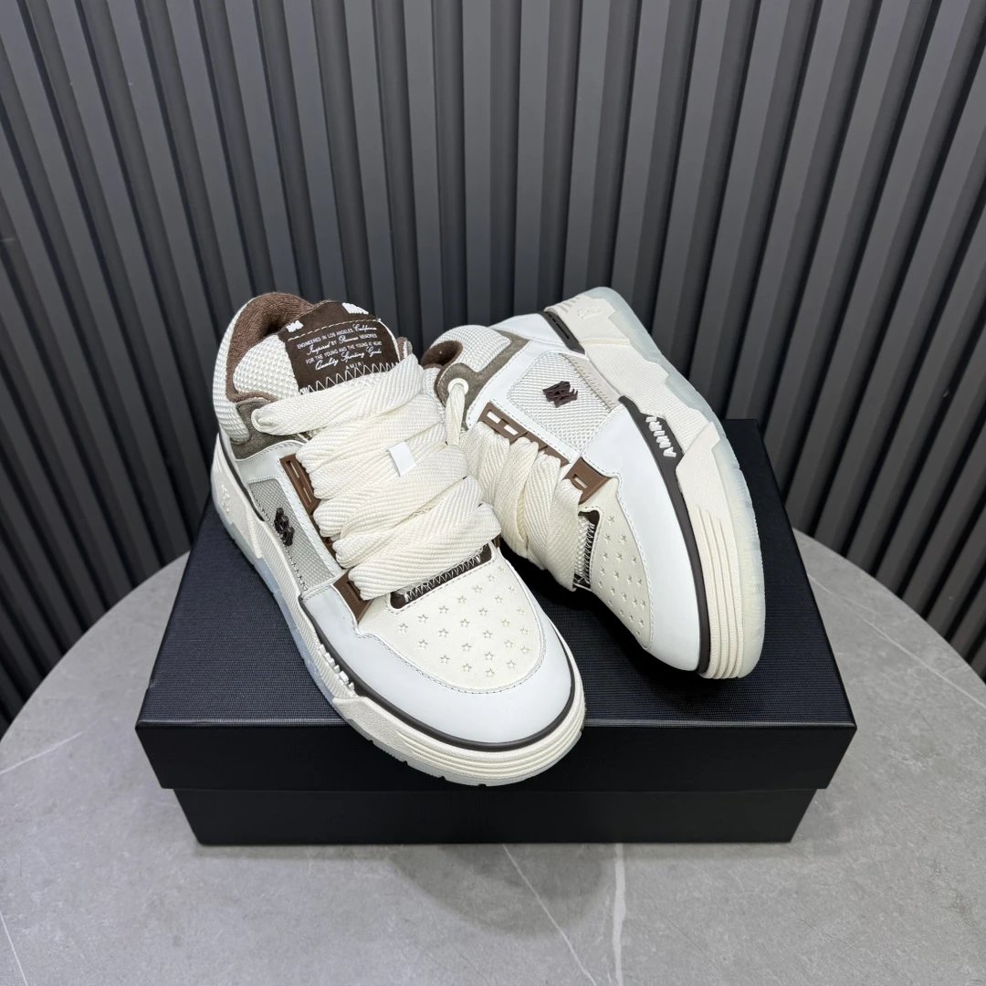 Low Top Leather Mesh Skate Shoes Ivory Mocha - Gallery Image 5 - Detailed View