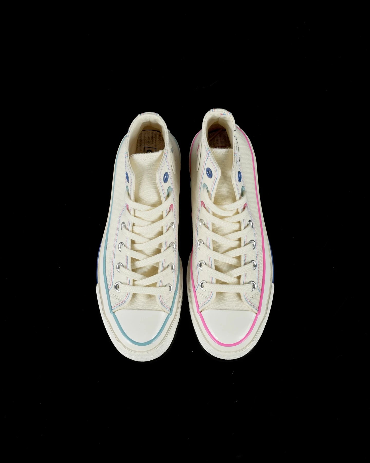 Chuck 1970s Canvas High Top Star Stitch White Pink Blue - Gallery Image 2 - Detailed View