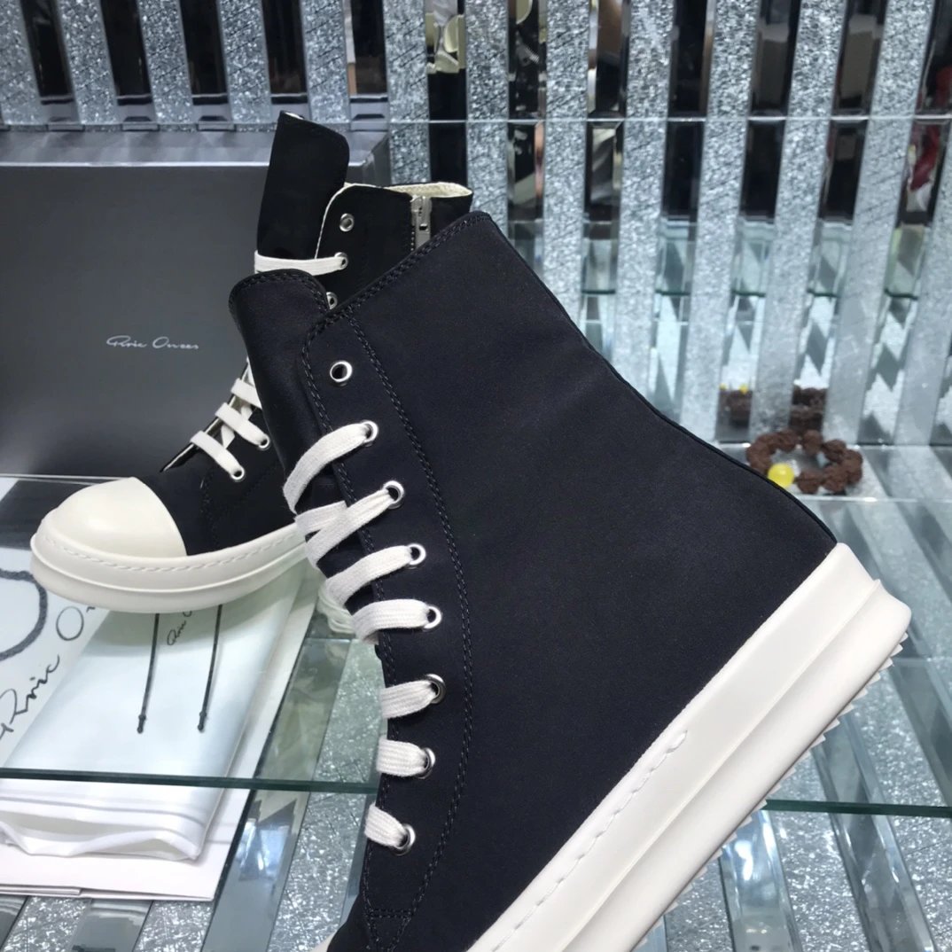 Rick Owens Canvas High-Tops Sneakers Black - Gallery Image 5 - Detailed View
