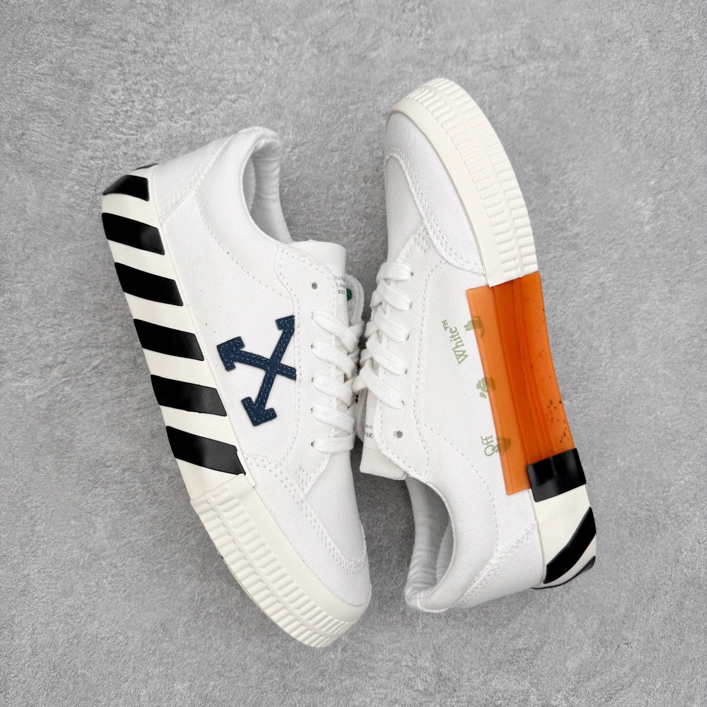 Low Top Canvas Skate Sneakers with Striped Sole Ivory - Gallery Image 3 - Detailed View