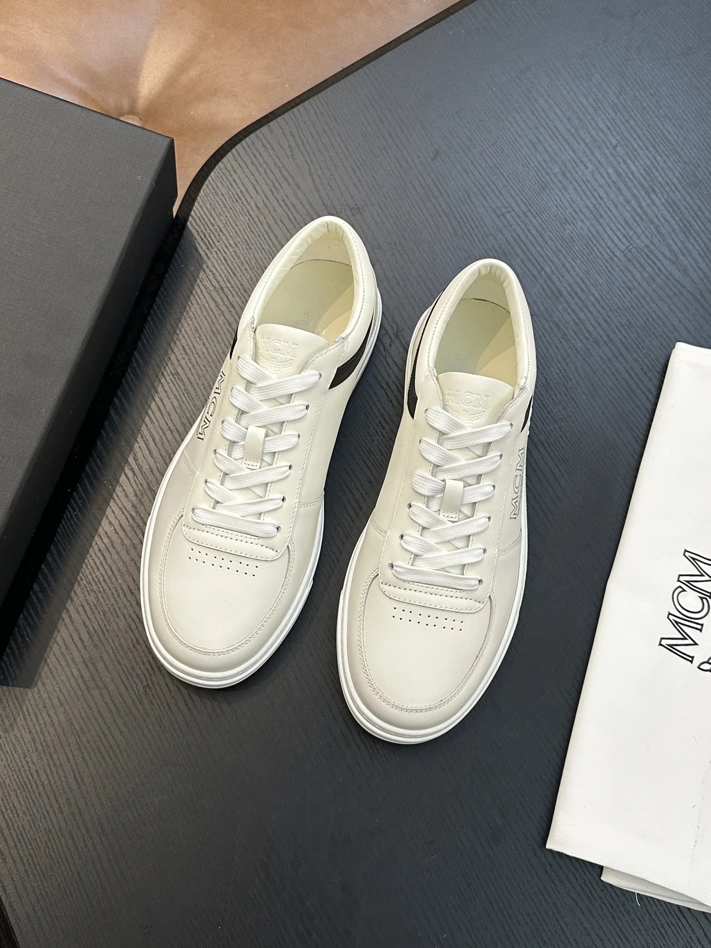 MCM Skystream Cubic Monogram Jacquard Sneaker White - Gallery Image 3 - Detailed View