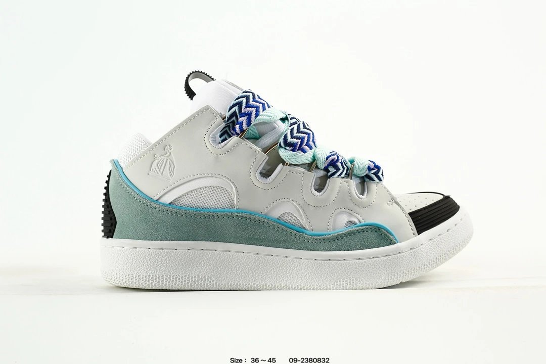 Lanvin Curb Leather Sneakers White Blue - High Quality Product Image - Cnfans