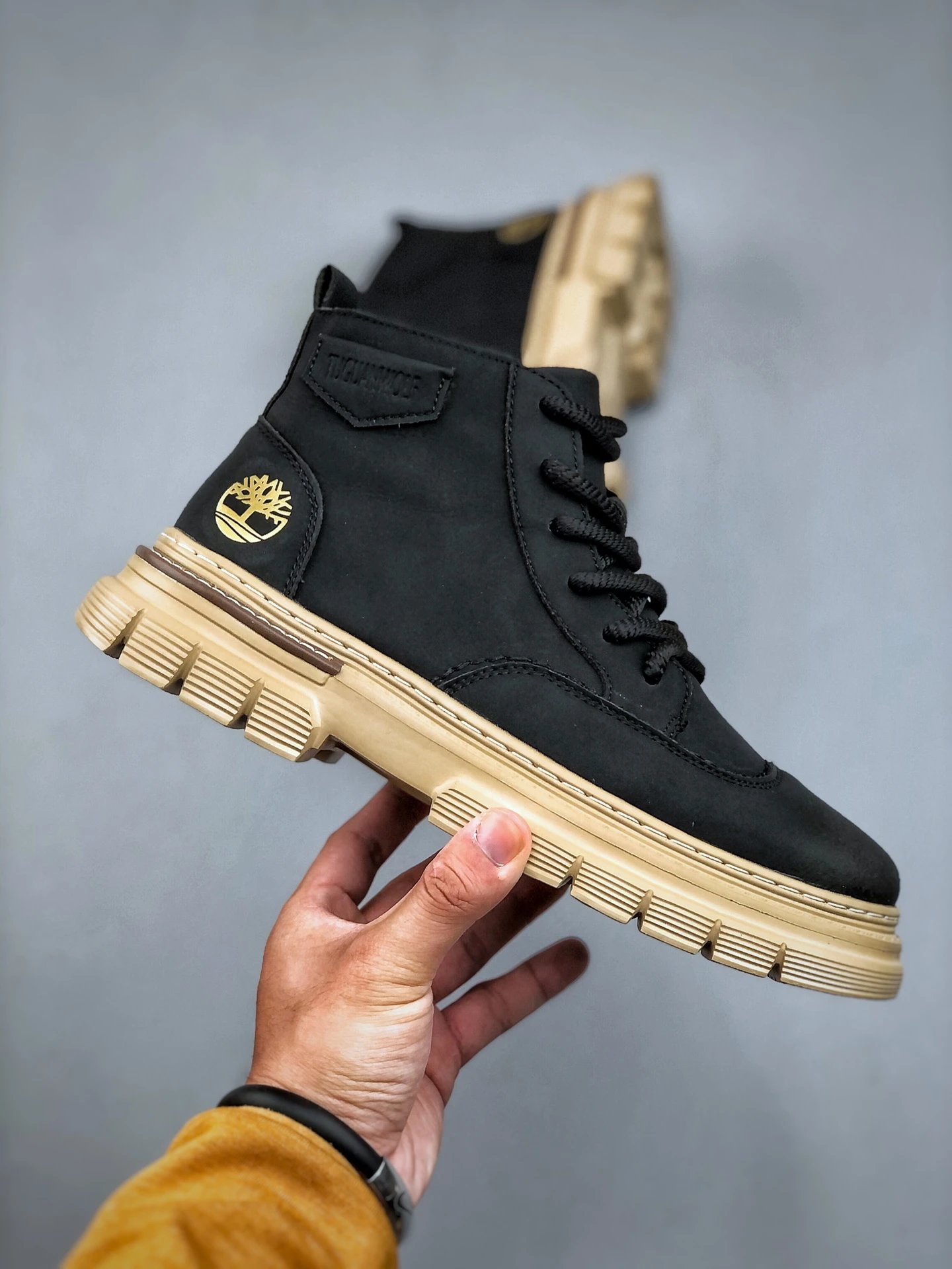 Chunky Sole Winter Boots Nubuck Black - Gallery Image 4 - Detailed View