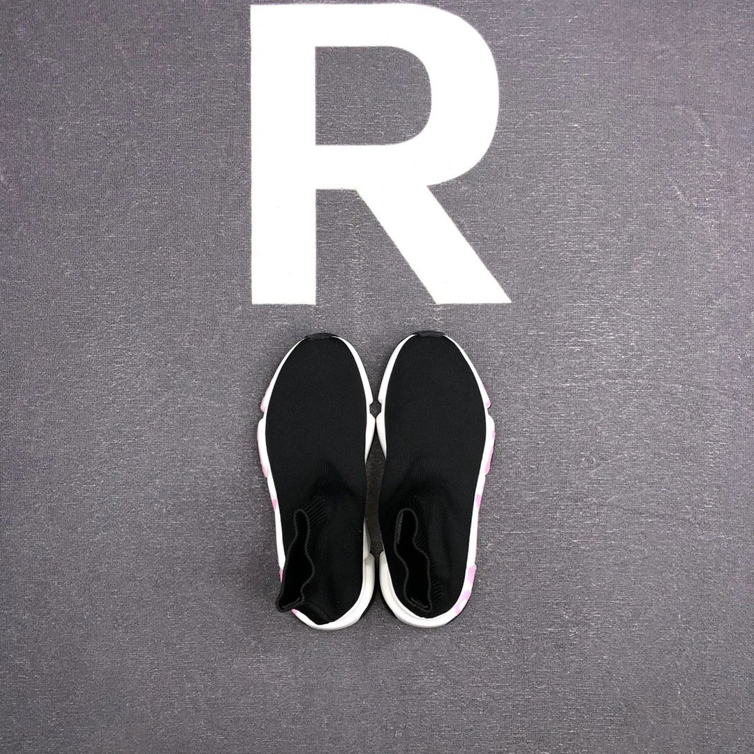 Speed Trainer Sock Sneakers Knit Breathable Sole Black Pink - Gallery Image 6 - Detailed View