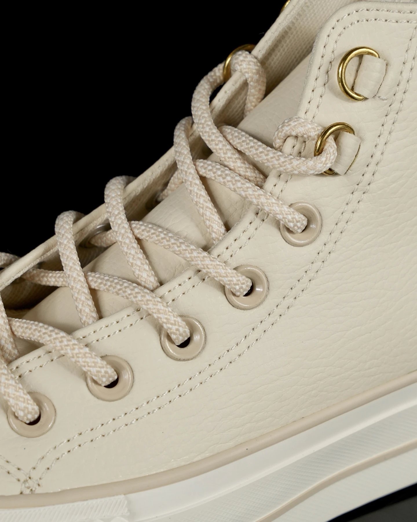 Platform Leather High Top Sneakers Cream Ivory - Gallery Image 6 - Detailed View