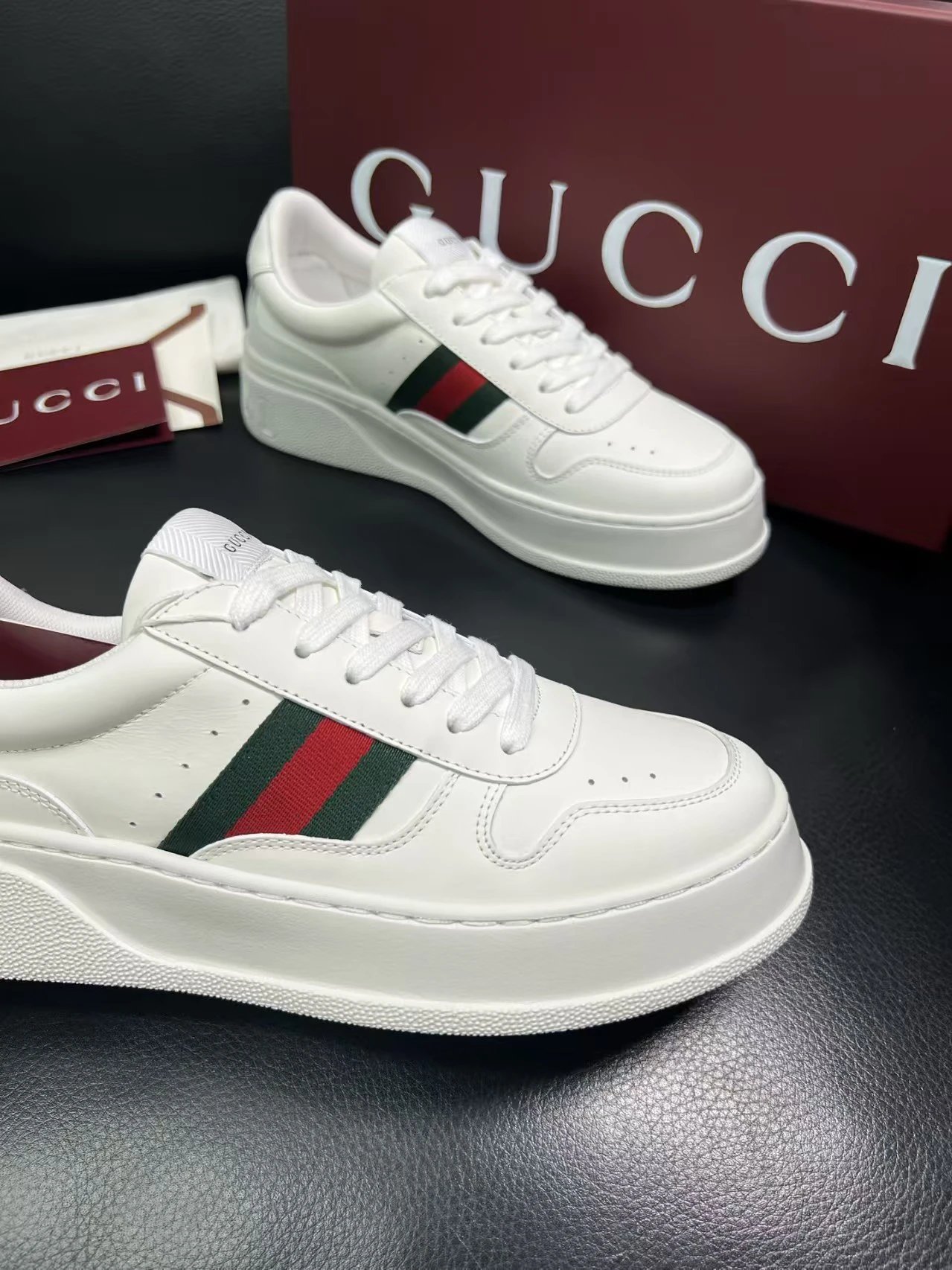 Gucci Men's Platform Sneakers Stylish White - Gallery Image 6 - Detailed View