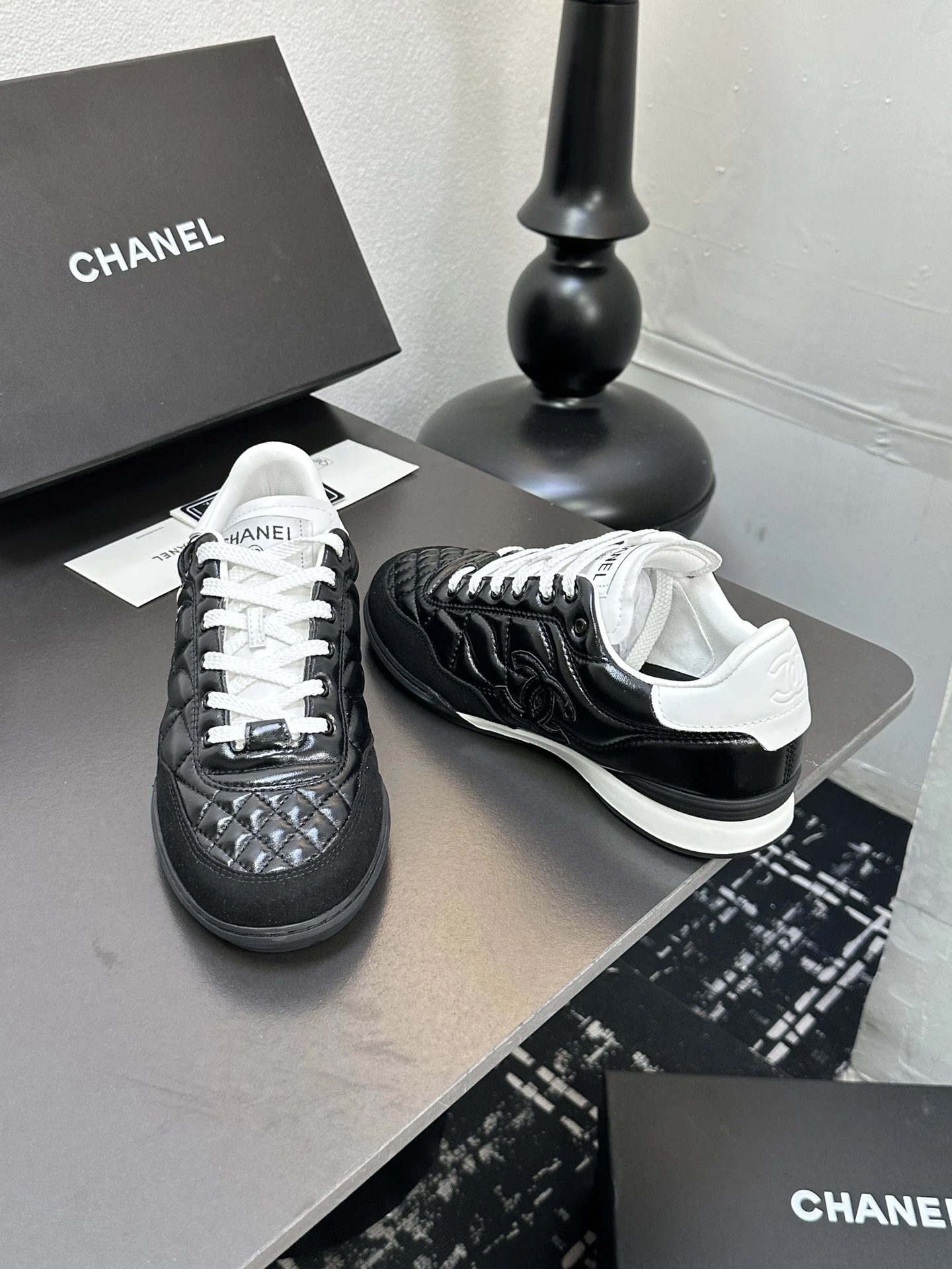 Chanel Quilted Sneakers Black - Gallery Image 8 - Detailed View