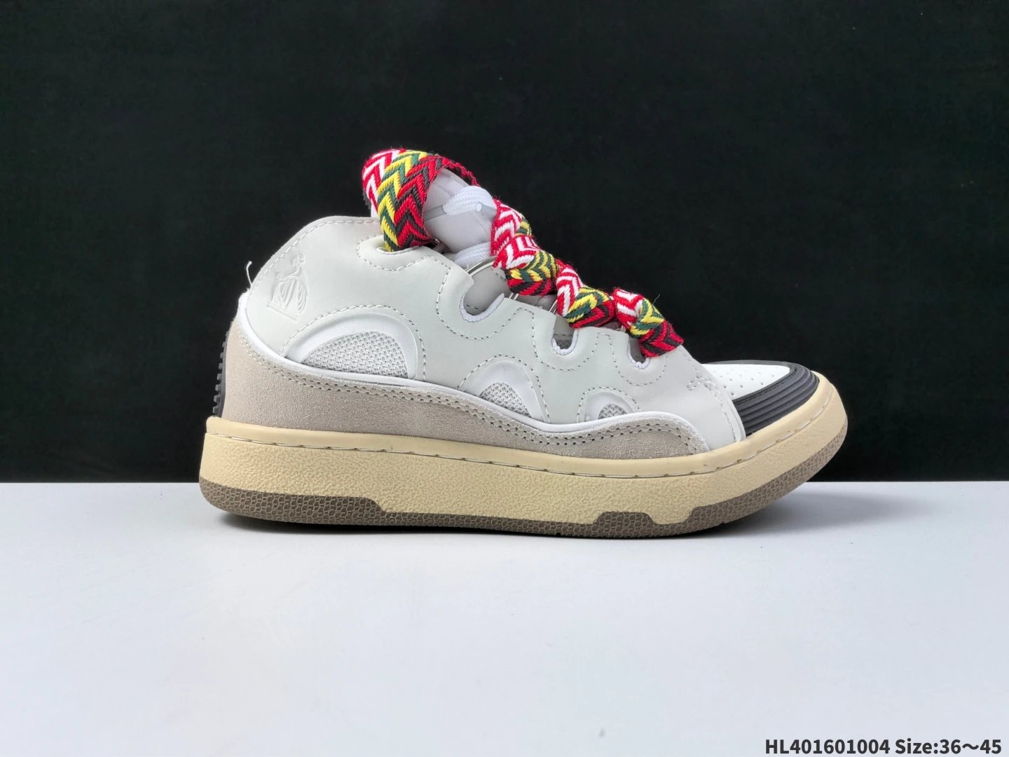 Lanvin Curb Leather Sneakers Black - Gallery Image 4 - Detailed View