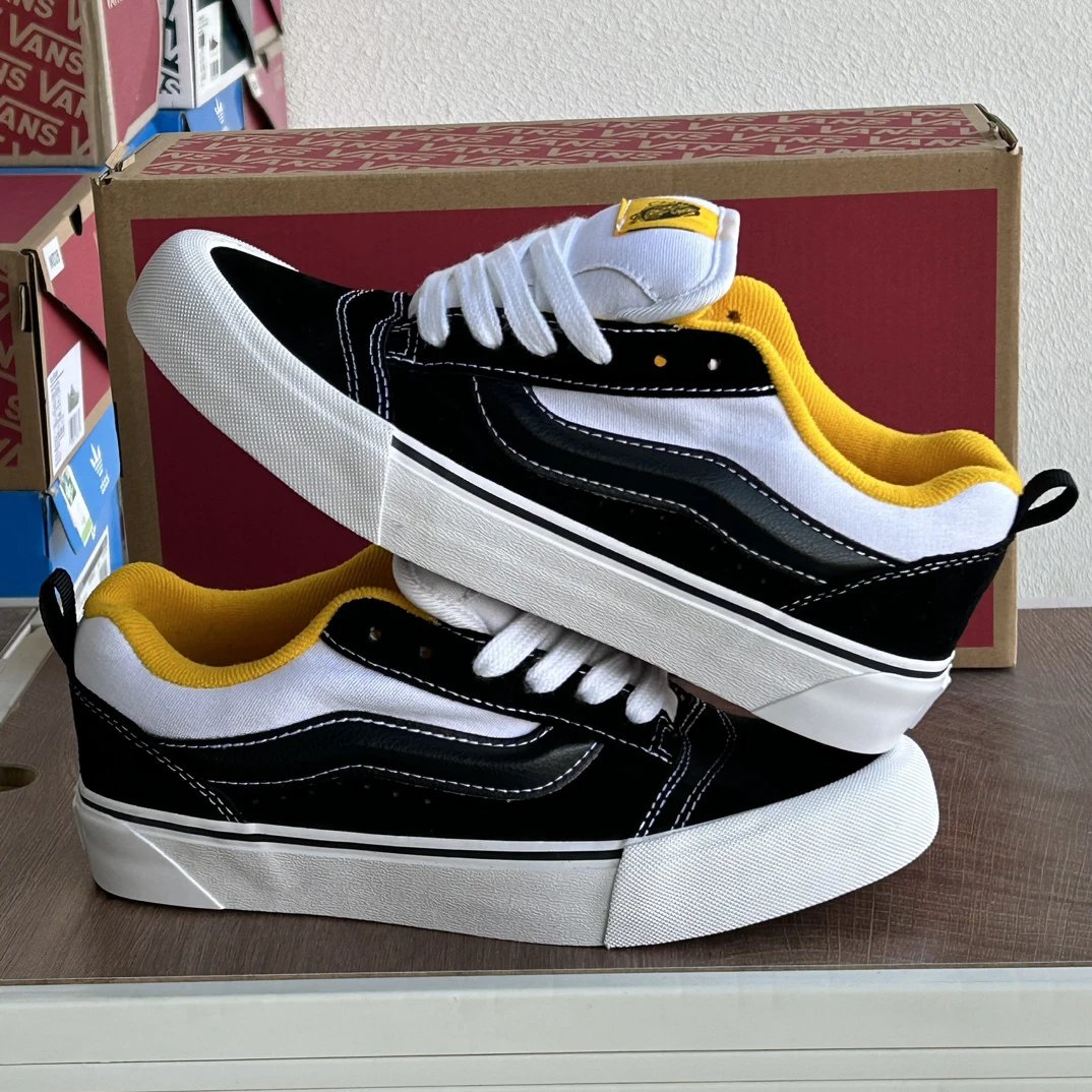 Knu Skool Low Top Skate Shoes Amber Yellow - Gallery Image 3 - Detailed View