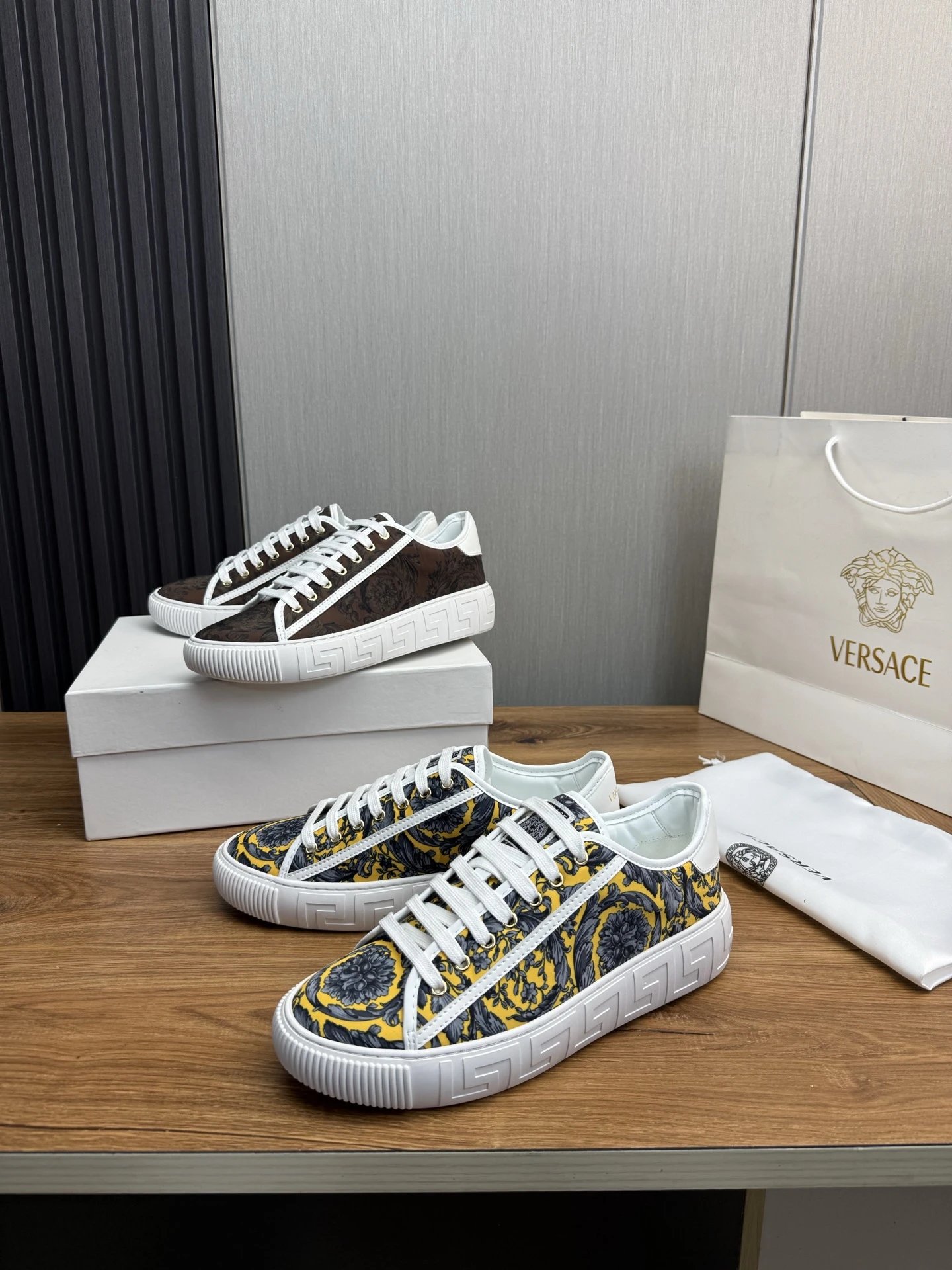 Luxury Leather Couple Sneakers Chestnut Brown - Gallery Image 2 - Detailed View