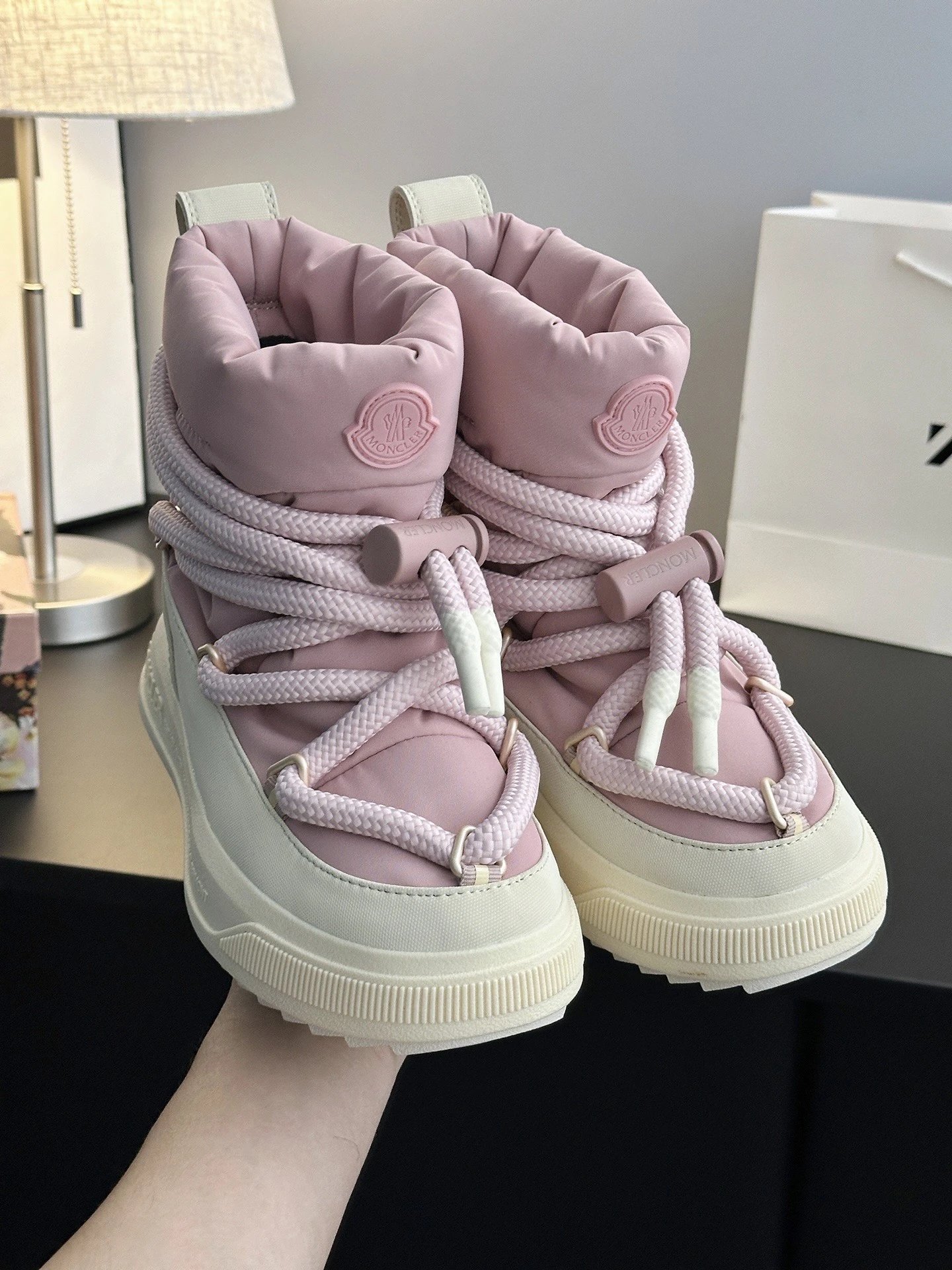 Moncler Mid Boots Pink - Gallery Image 8 - Detailed View