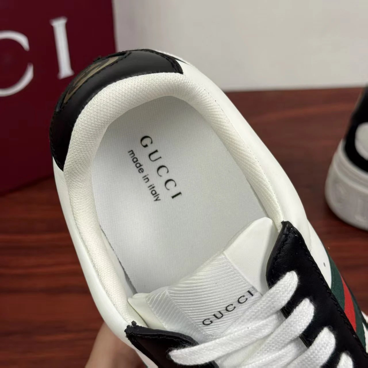 Gucci Men's Platform Sneakers Black White - Gallery Image 8 - Detailed View