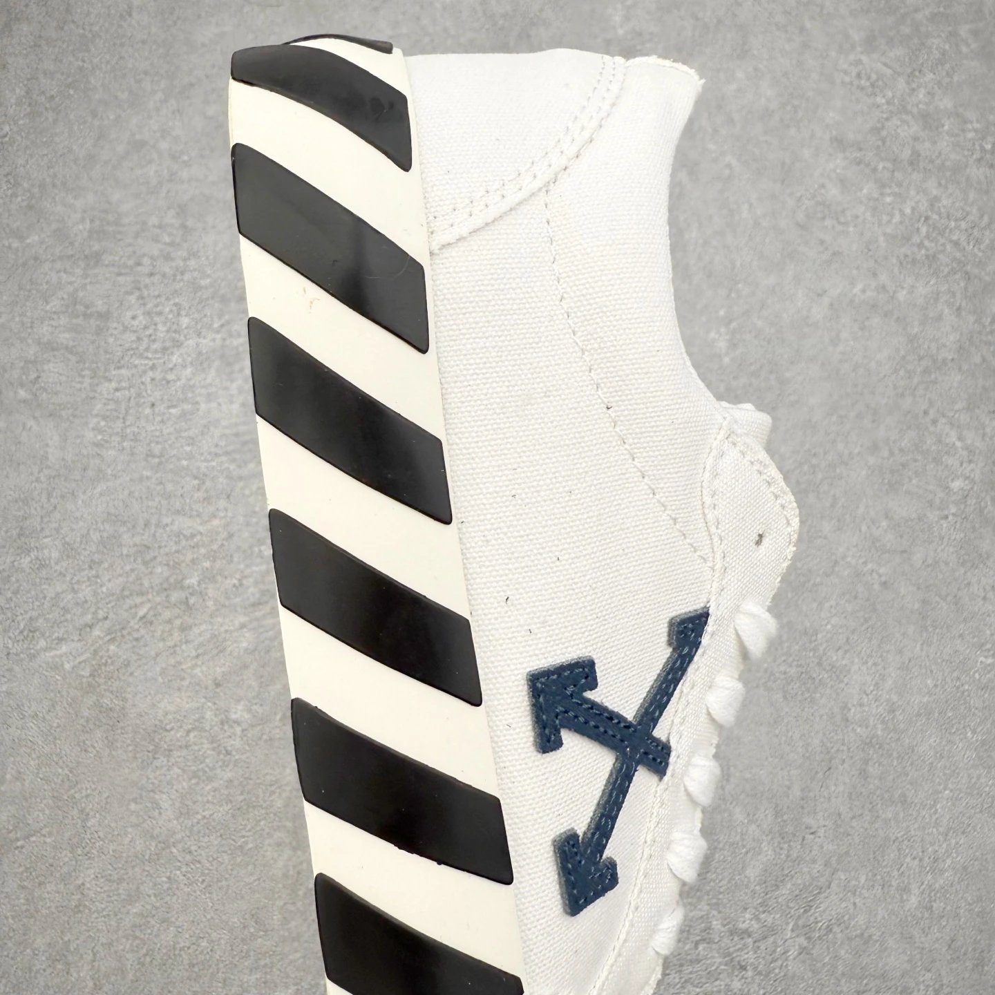 Low Top Canvas Skate Sneakers with Striped Sole Ivory - Gallery Image 6 - Detailed View