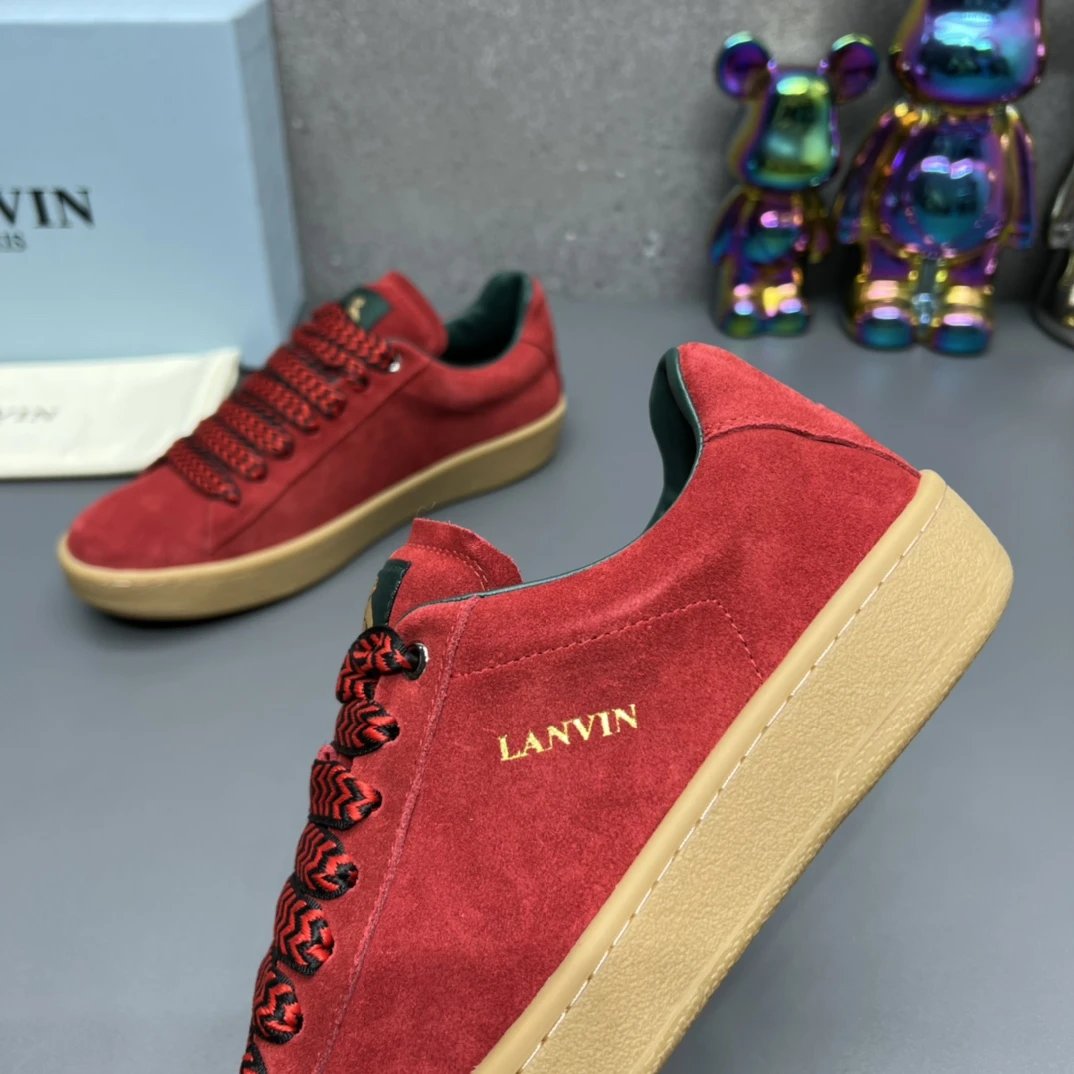 Lanvin Suede Sneakers Red - Gallery Image 5 - Detailed View