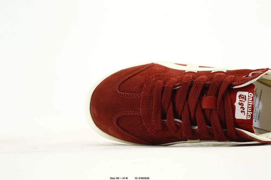 Retro Suede Low Top Indoor Sneakers T-Toe Garnet Red - Gallery Image 6 - Detailed View