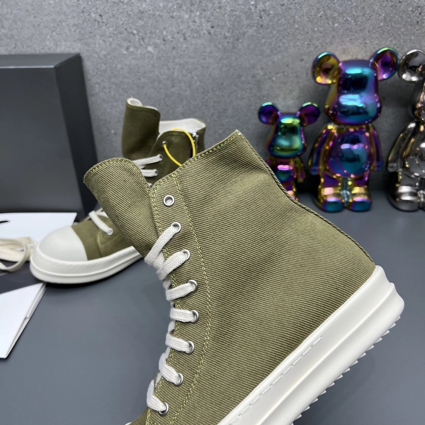 Rick Owens Casual High-Top Sneakers Green - Gallery Image 5 - Detailed View