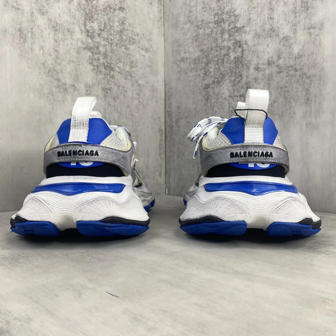 Chunky Mesh Running Sneakers with Distressed Finish in Cobalt - Gallery Image 5 - Detailed View