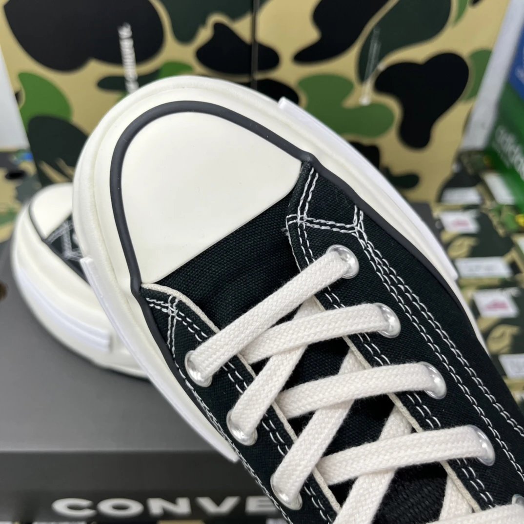 Chunky Canvas Low Sneakers Ivory Black - Gallery Image 6 - Detailed View