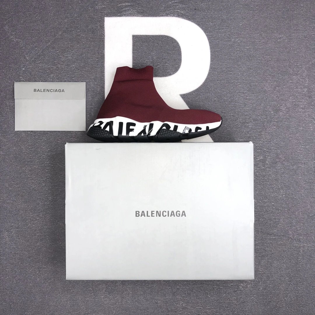 Unisex Knit Sock Sneakers with TPU Sole Burgundy - Gallery Image 1 - Detailed View