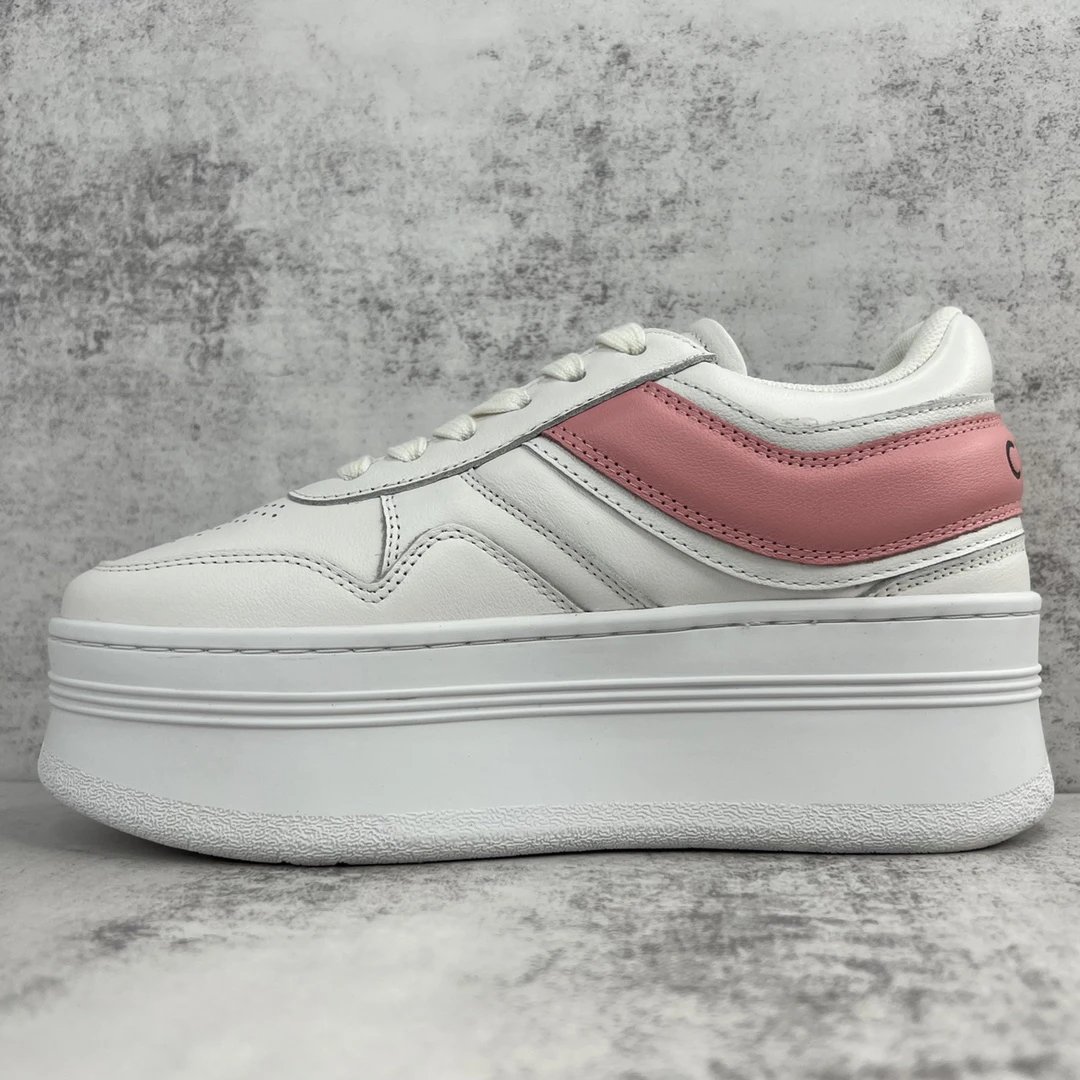 Platform Leather Sneakers Summer Casual Pink White - Gallery Image 7 - Detailed View