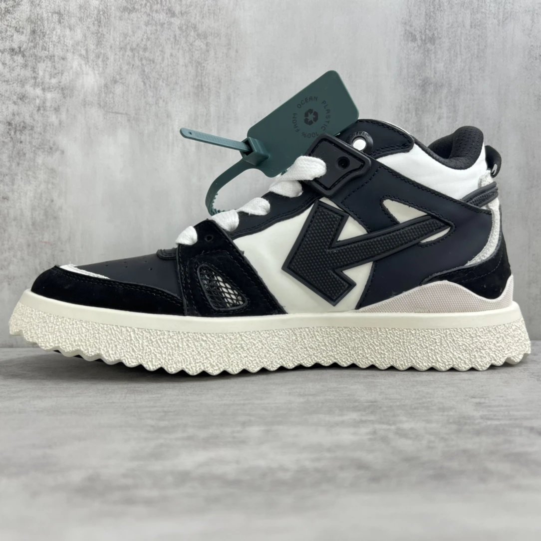 Low Top Leather Mesh Sneakers Retro Black Ivory - Gallery Image 7 - Detailed View