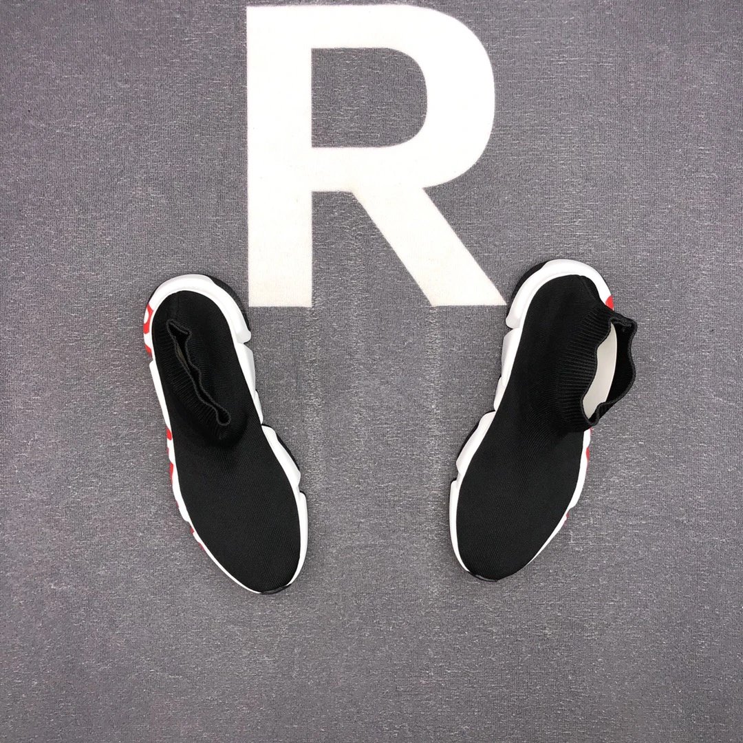 Unisex Sock Sneakers Breathable Knit Sole Black Crimson - Gallery Image 4 - Detailed View