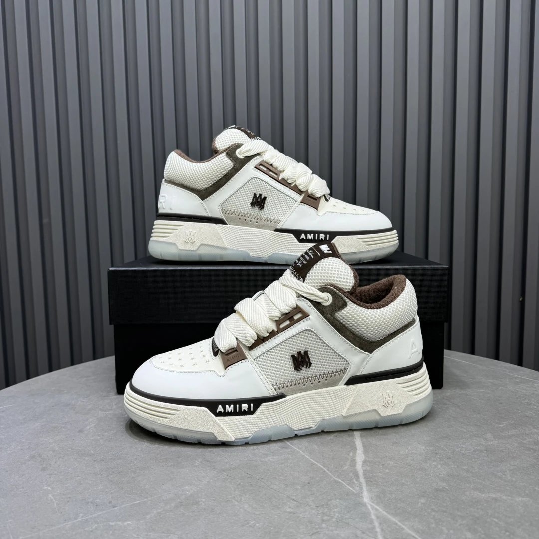 Low Top Leather Mesh Skate Shoes Ivory Mocha - Gallery Image 7 - Detailed View