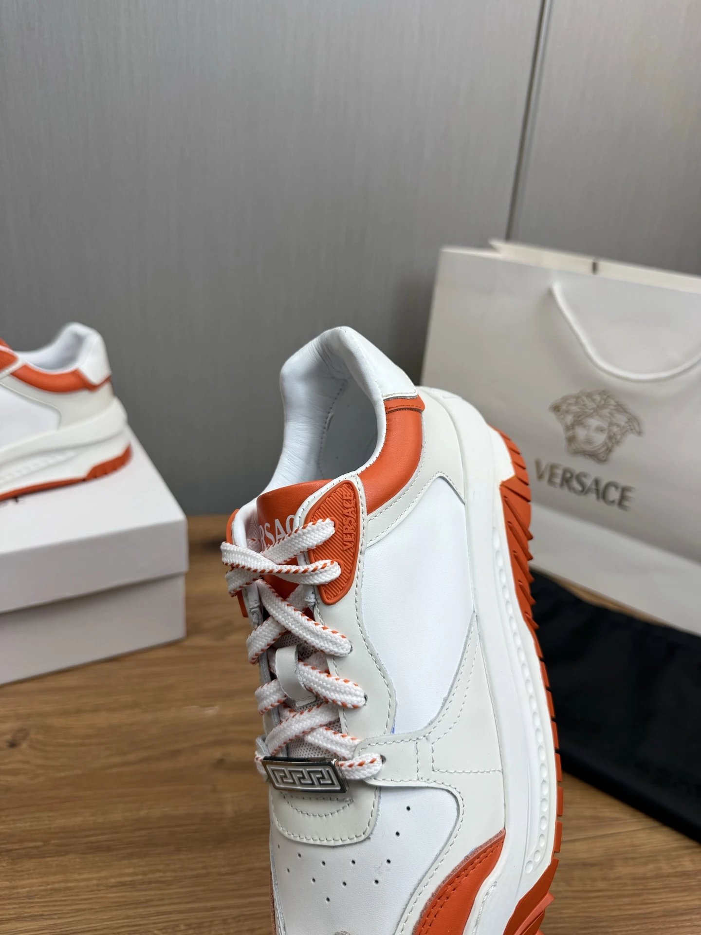 Luxury Leather Sneakers Burnt Orange - Gallery Image 8 - Detailed View