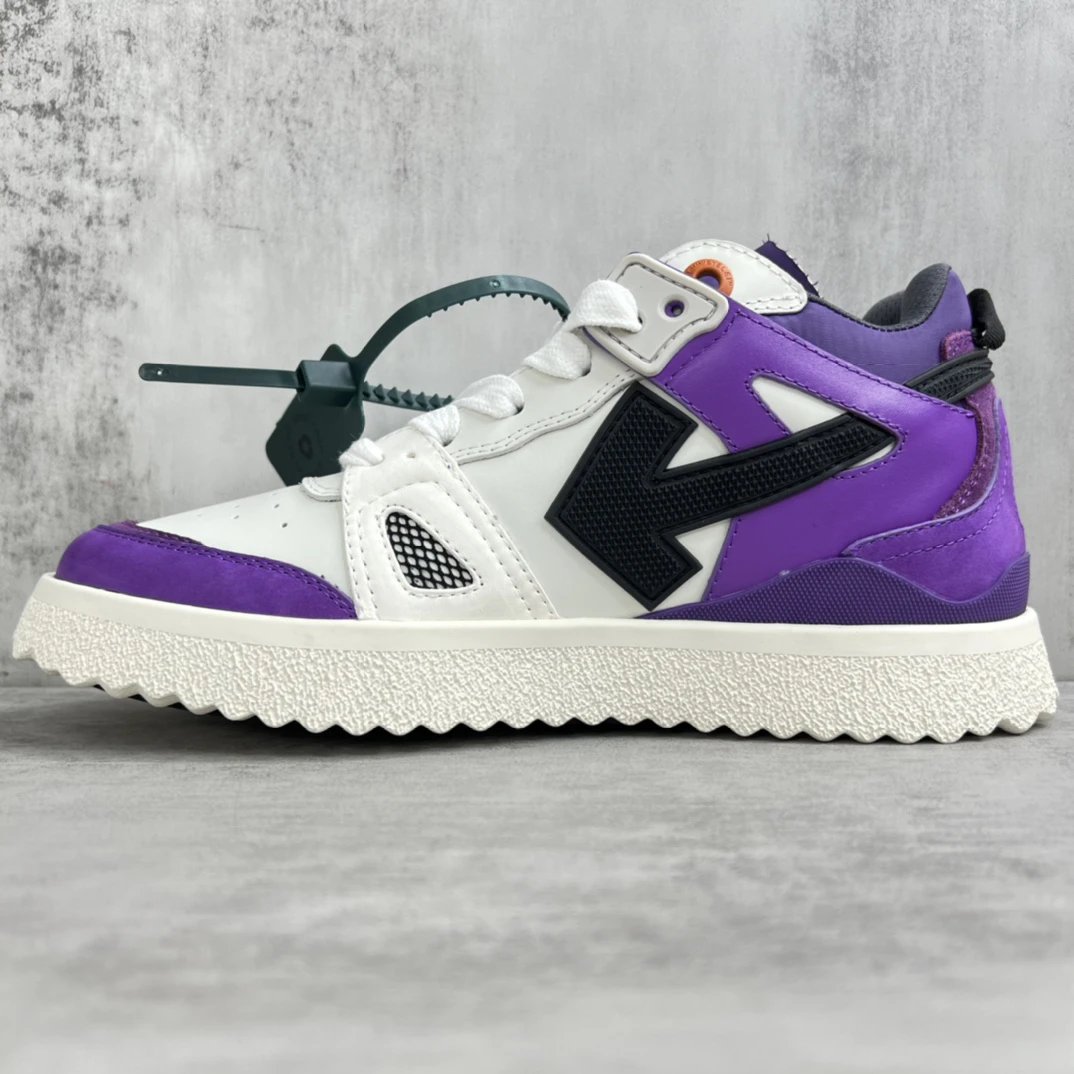 Retro Leather Low Top Sneakers Purple White - Gallery Image 7 - Detailed View
