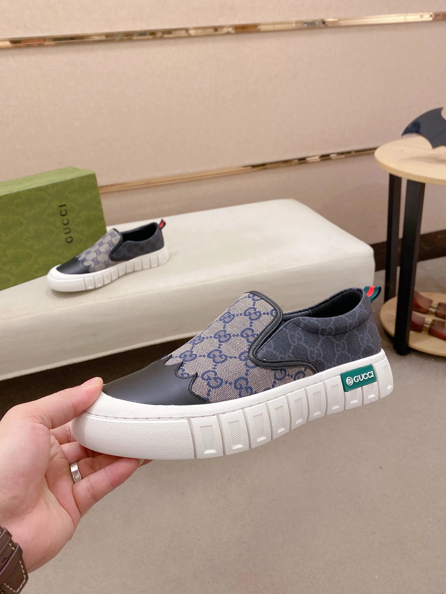 Gucci Slip-On Sneakers Grey - Gallery Image 3 - Detailed View