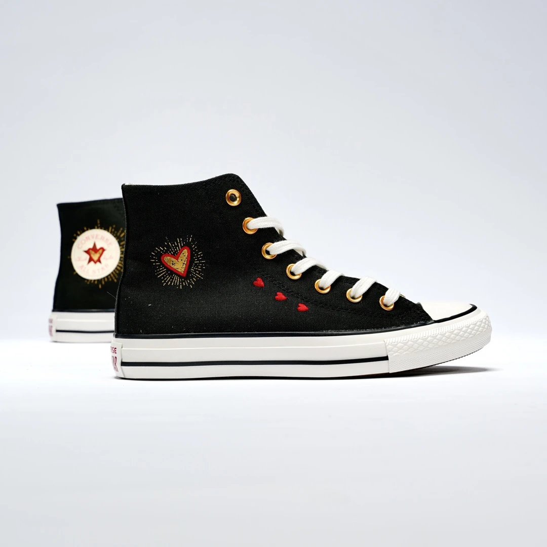Valentine Canvas High Top Sneakers Ebony Black - Gallery Image 3 - Detailed View