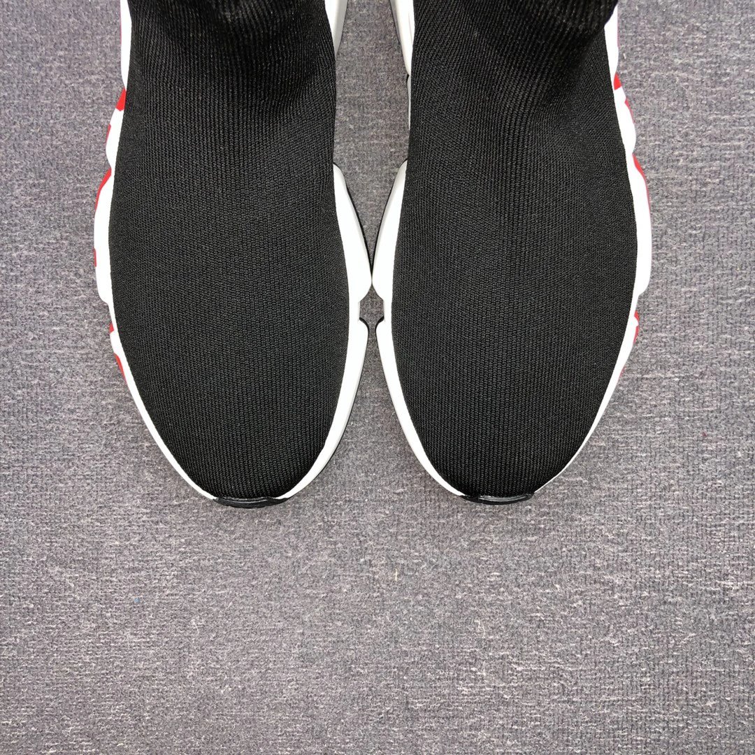 Unisex Sock Sneakers Breathable Knit Sole Black Crimson - Gallery Image 7 - Detailed View