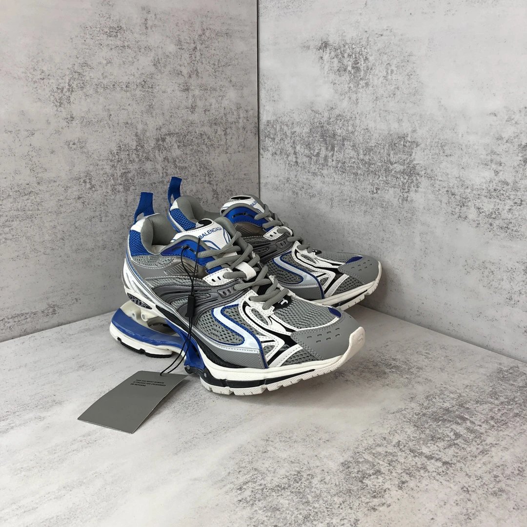 Mesh X-Pander Dad Sneakers with Spring Heel Grey Blue - Gallery Image 2 - Detailed View