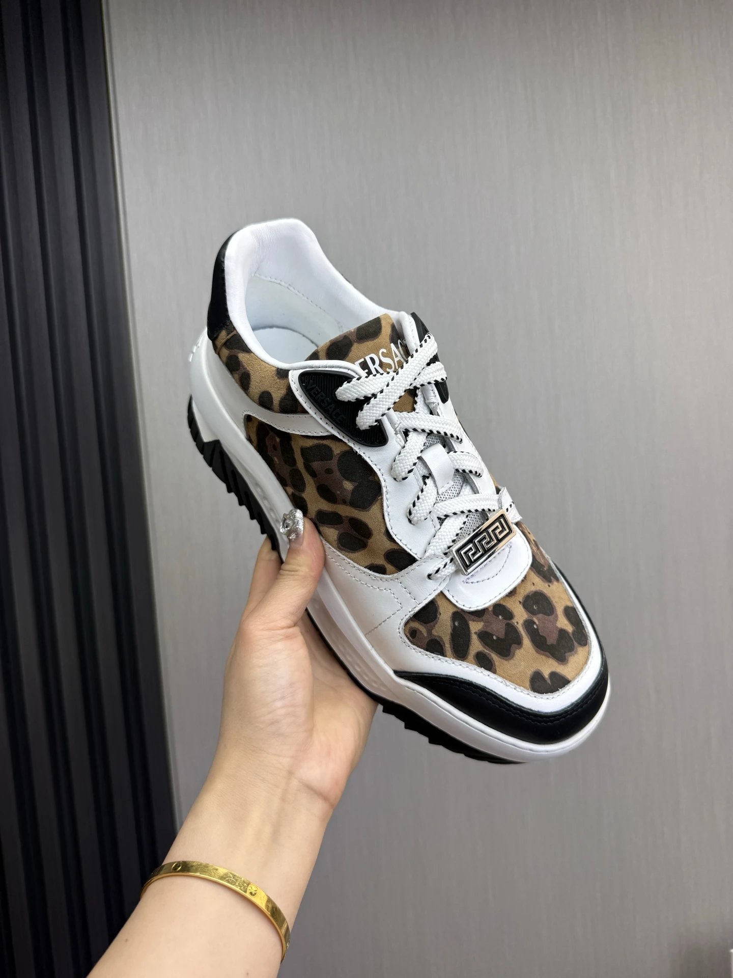 Luxury Leather Sneakers Leopard - Gallery Image 8 - Detailed View