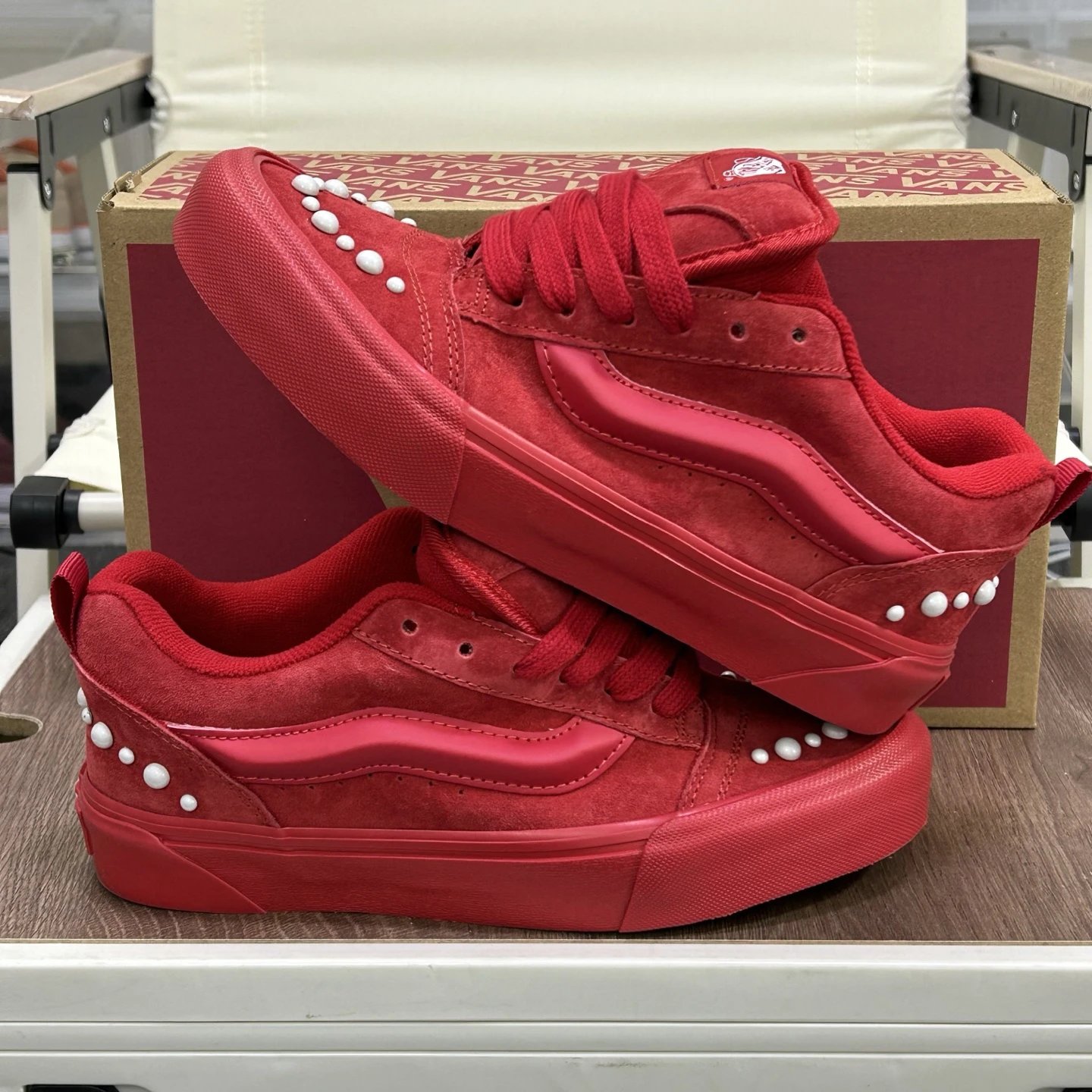 Suede Low Top Skate Shoes Crimson Pearl - Gallery Image 2 - Detailed View