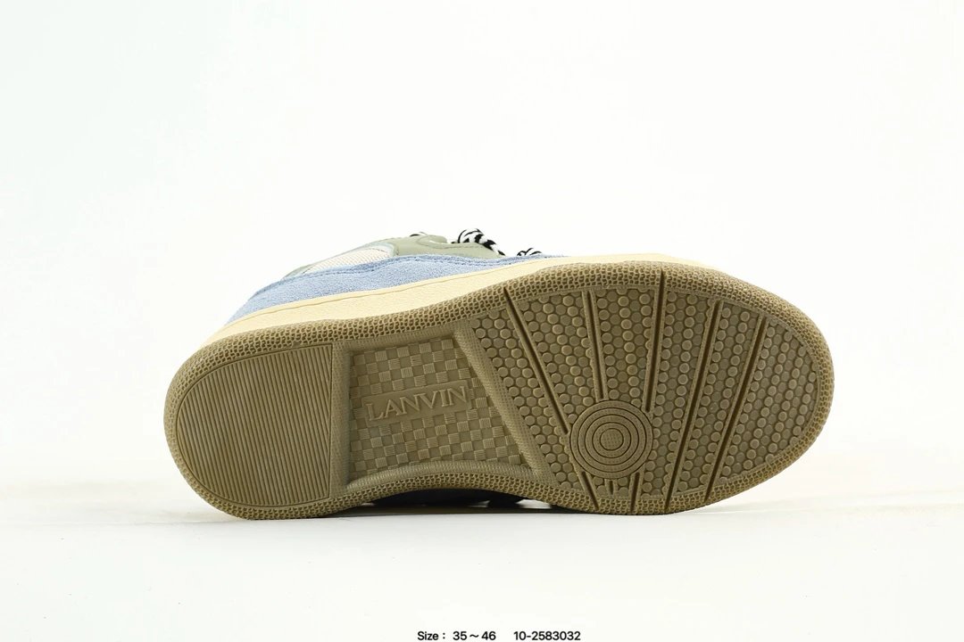 Lanvin Curb Leather Sneakers Green Blue - Gallery Image 6 - Detailed View