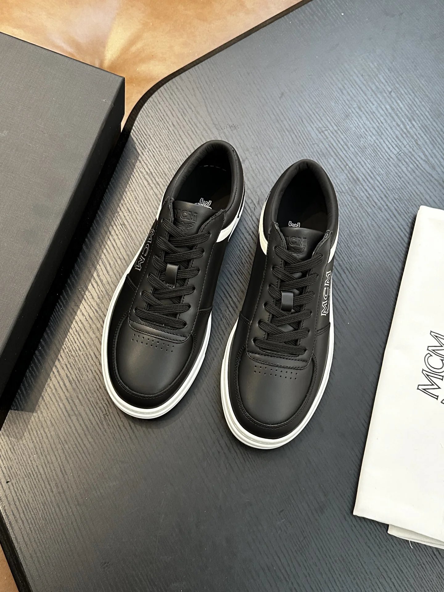 MCM Skystream Cubic Monogram Jacquard Sneaker Black - Gallery Image 3 - Detailed View