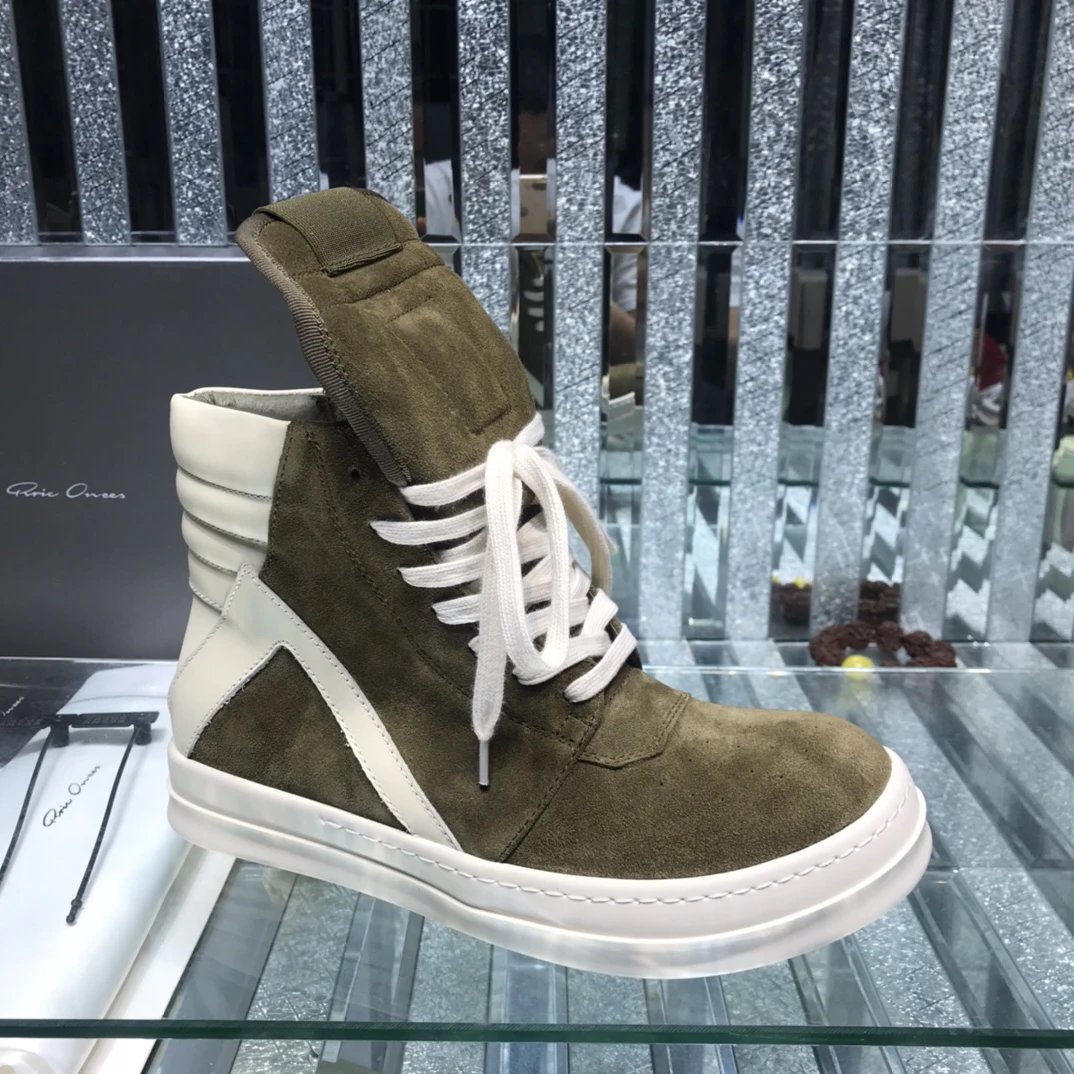 Owens Geobasket High-Top Sneakers Suede Olive - Related Product - Cnfans