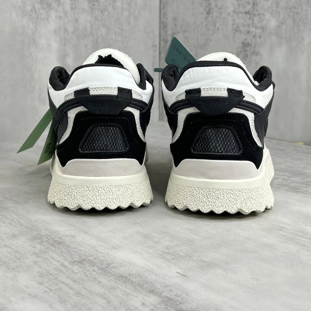 Low Top Leather Mesh Sneakers Retro Black Ivory - Gallery Image 5 - Detailed View