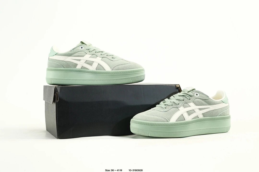 Retro Suede Low Top Sneakers with T-Toe Sage Green - Gallery Image 9 - Detailed View