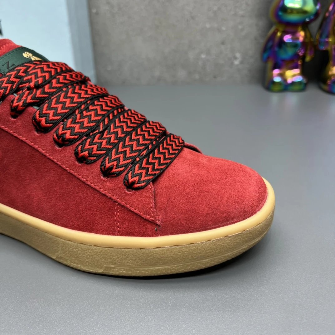 Lanvin Suede Sneakers Red - Gallery Image 4 - Detailed View