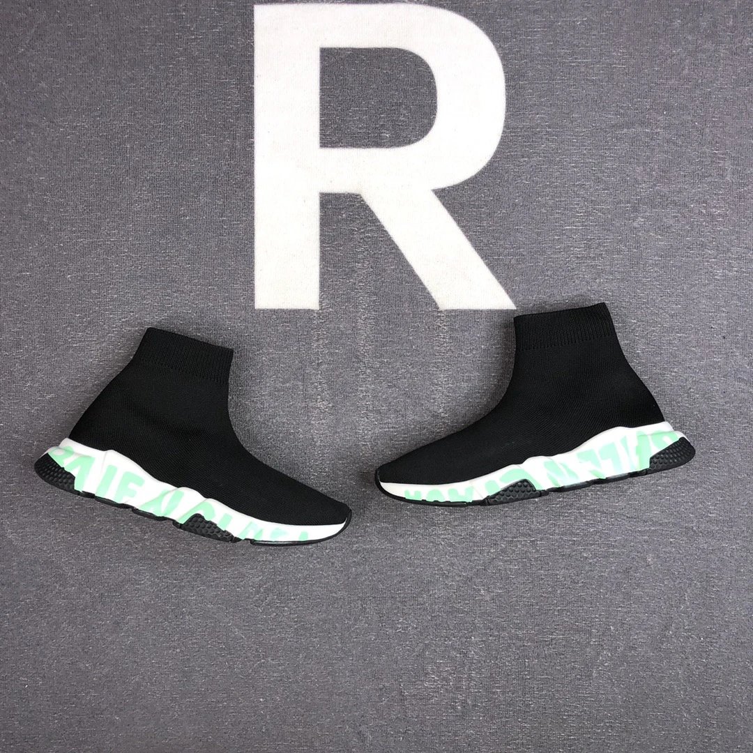 Unisex Knit Sock Sneakers with TPU Sole in Jet Black Mint - Gallery Image 5 - Detailed View