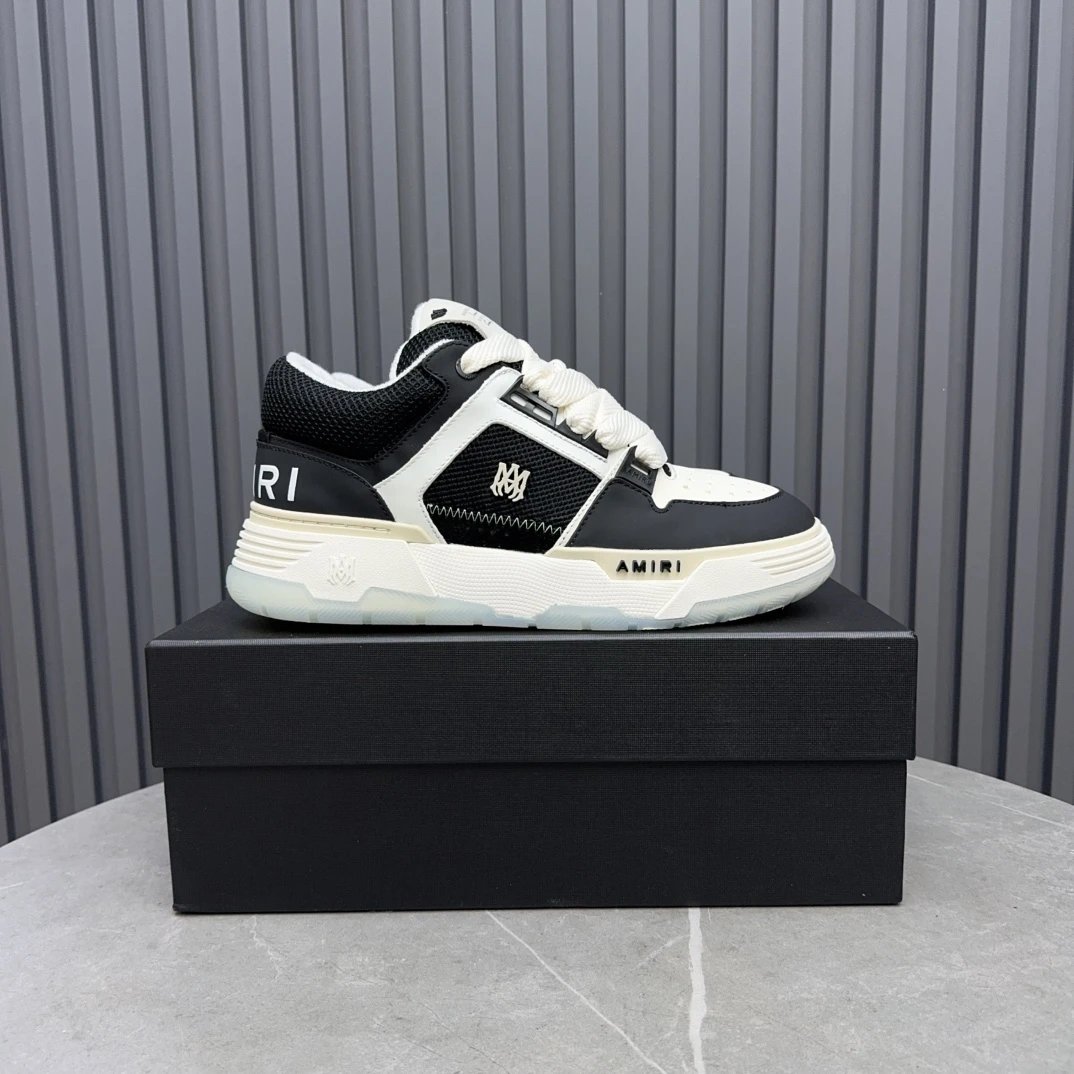 Luxury Leather Low Top Court Sneakers Ivory Black - Gallery Image 1 - Detailed View